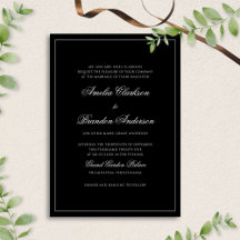 Mariage de script de bordure noir et blanc classiq