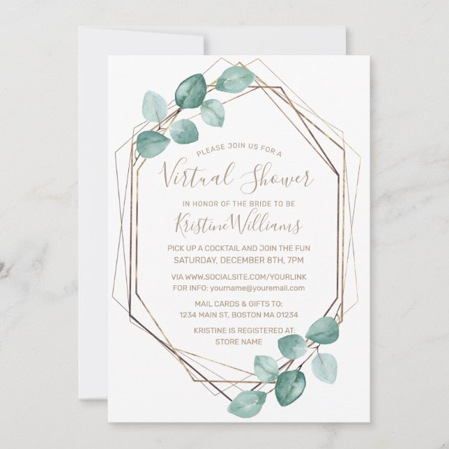 Invitation Mariage de script de café Eucalyptus moderne (Devant)