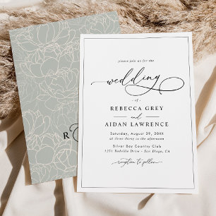 Invitation Mariage de script de calligraphie simple et élégan