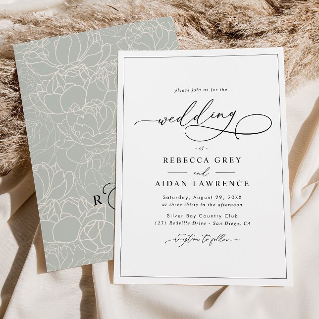 Invitation Mariage de script de calligraphie simple et élégan (Créateur téléchargé)