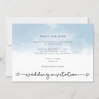 Mariage de script de lavage de coeur bleu clair