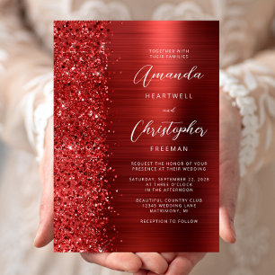 Invitation Mariage de script de Parties scintillant de métal 