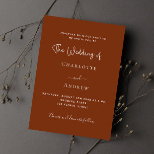 Invitation Mariage de script de rouille orange brûlé