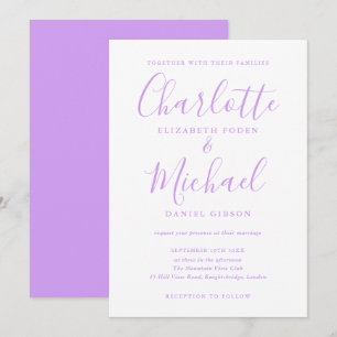 Invitation Mariage de script de signature Lavender Lilac
