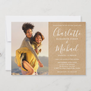 Invitation Mariage de script de signature rustique Kraft