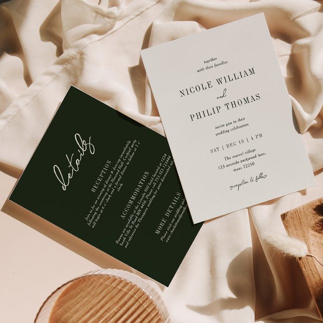 Invitation Mariage de script de typographie verte Sage simple (Créateur téléchargé)