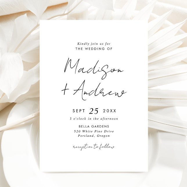 Invitation Mariage de script Décontracté noir moderne (Créateur téléchargé)