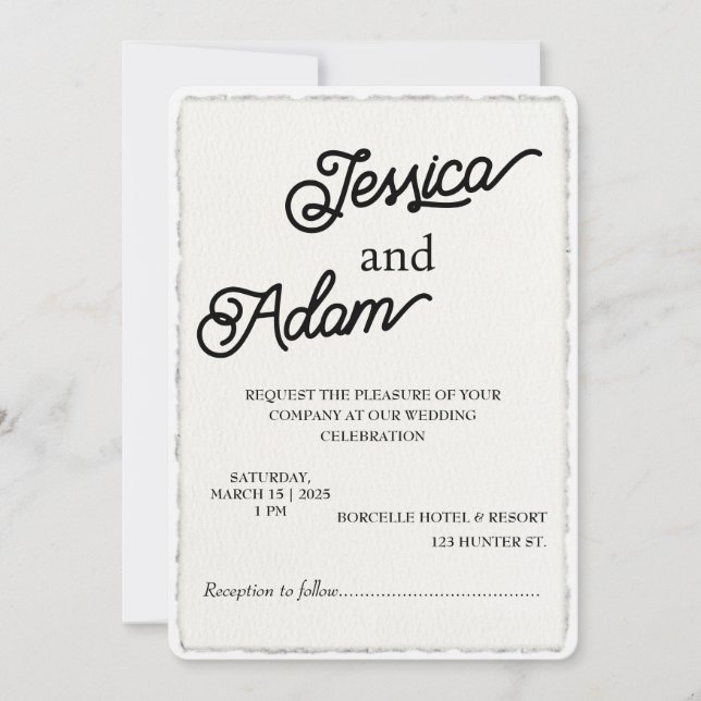 Invitation Mariage de script d'invitation de papier de bord F (Devant)