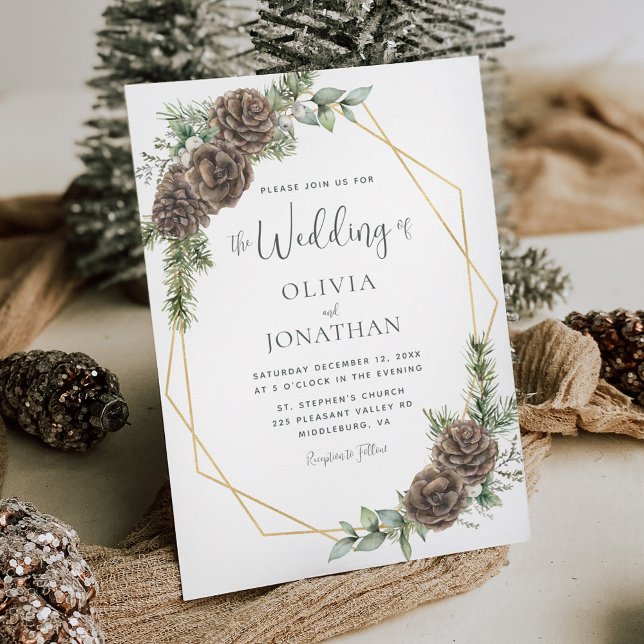 Invitation Mariage de script élégant de l'aquarelle d'hiver (Créateur téléchargé)