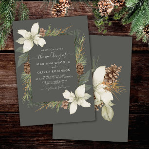 Invitation Mariage de script élégant gris hiver