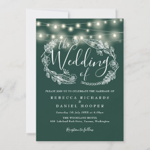 Invitation Mariage de script Emerald Green String