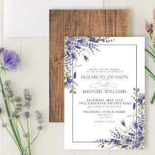 Invitation Mariage de script en bois de Lavande Formelle Euca
