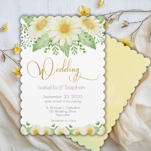 Invitation Mariage de script Floral Jaune Daisy