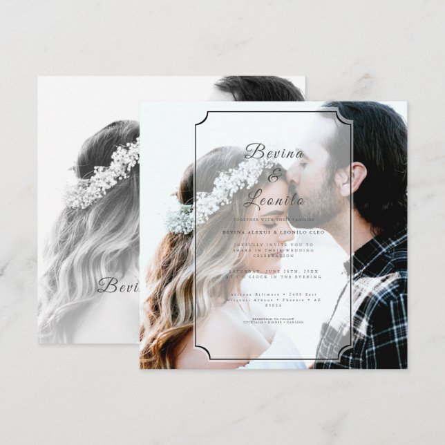 Invitation Mariage de script GV simple et élégant   (Devant / Derrière)