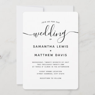 Invitation Mariage de script minimaliste de Bohême