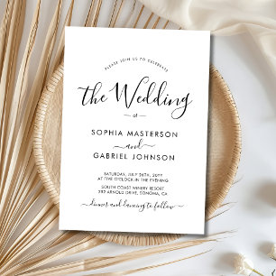 Invitation Mariage de script minimaliste de calligraphie mode