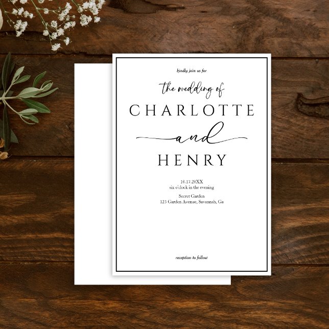 Invitation Mariage de script minimaliste de calligraphie mode (Créateur téléchargé)