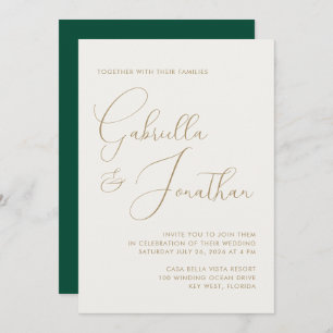 Invitation Mariage de script minimaliste Emerald Green