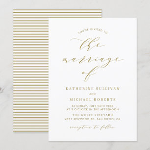 Invitation Mariage de script minimaliste Gold