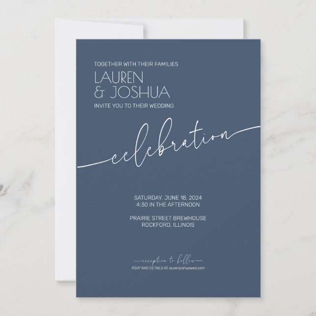 Invitation Mariage de script minimaliste moderne (Devant)