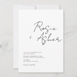 Invitation Mariage de script minimaliste moderne