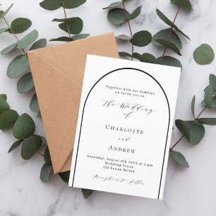 Invitation Mariage de script moderne arche noire blanche
