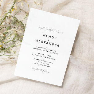Invitation Mariage de script moderne blanc