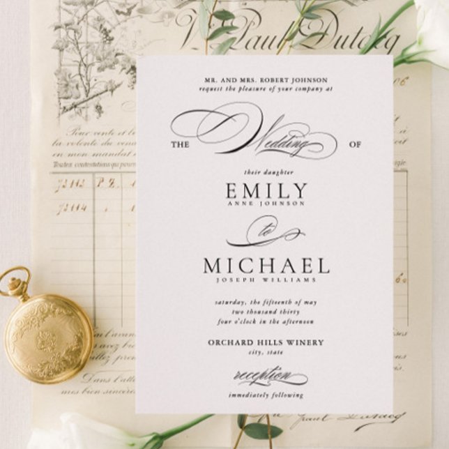 Invitation Mariage de script moderne classique élégant (Créateur téléchargé)