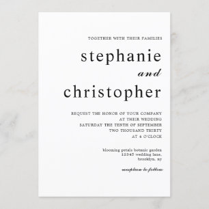 Invitation Mariage de script moderne minimaliste simple noir