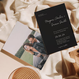 Invitation Mariage de script moderne noir et blanc