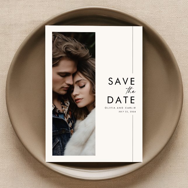 Invitation Mariage de script moderne photo Enregistrer la dat (Créateur téléchargé)