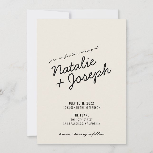 Invitation Mariage de script moderne rétro amusant Whimsical (Devant)