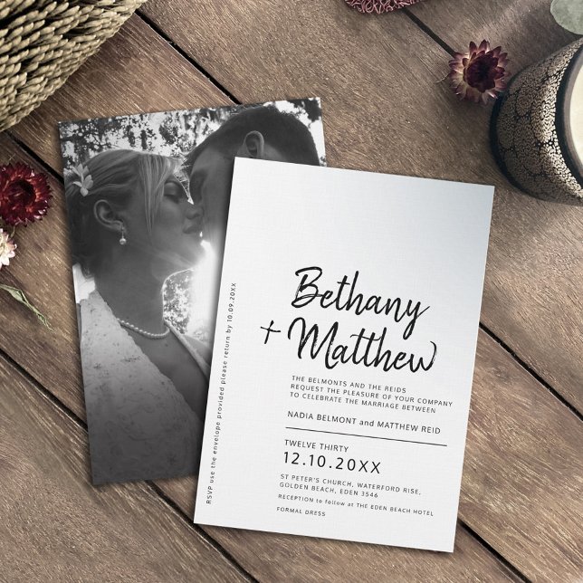 Invitation Mariage de script mono minimaliste (Créateur téléchargé)