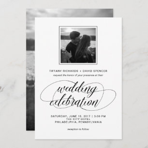 Invitation Mariage de script noir et blanc