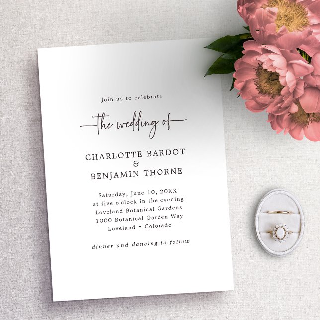 Invitation Mariage de script noir et blanc (Créateur téléchargé)