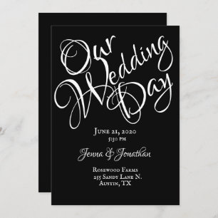 Invitation Mariage de script noir et blanc