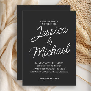Invitation Mariage de script noir moderne