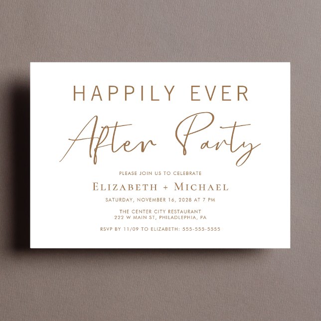 Invitation Mariage de script or chic après la fête (Créateur téléchargé)