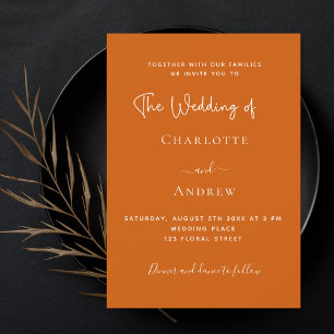 Invitation Mariage de script orange brûlé