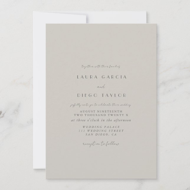 Invitation Mariage de script Pastel Grey (Devant)