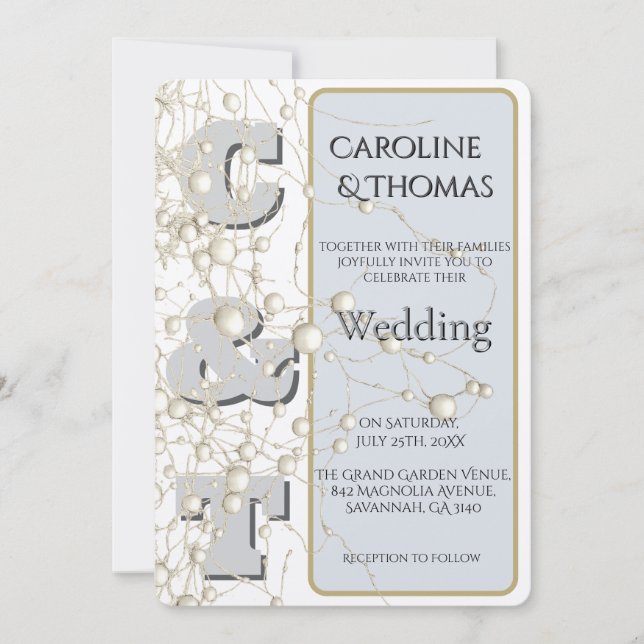 Invitation Mariage de script Pearl Gold non conformiste moder (Devant)