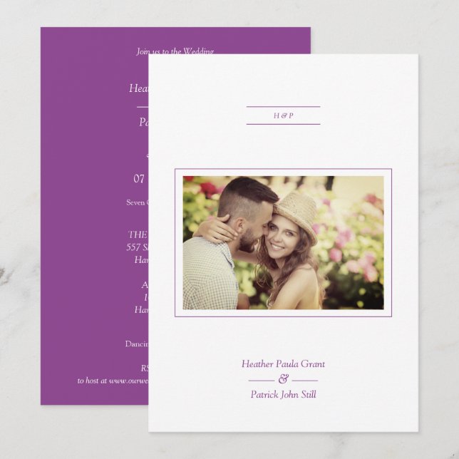 Invitation Mariage de script photo minimaliste moderne  (Devant / Derrière)