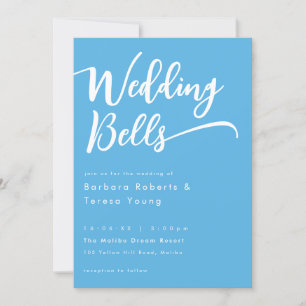 Invitation Mariage de script pour cloches bleu ciel mignonne 