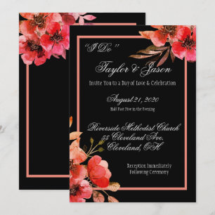 Invitation Mariage de script romantique noir et orange
