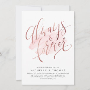 Invitation Mariage De Script rose Gold Blush Toujours Et Fore