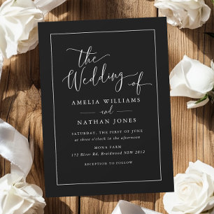 Invitation Mariage de script rustique noir simple