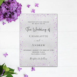 Invitation Mariage de script Silver lavender scintille