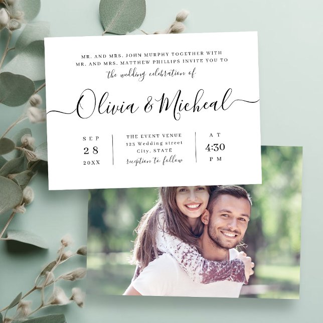 Invitation Mariage de script simple et moderne (Modern simple elegant script wedding invitation)