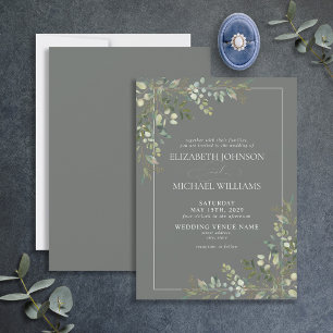 Invitation Mariage de script vert Eucalyptus Botanical Sage