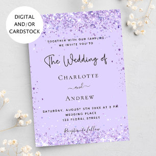 Invitation Mariage de script Violet lavande confetti